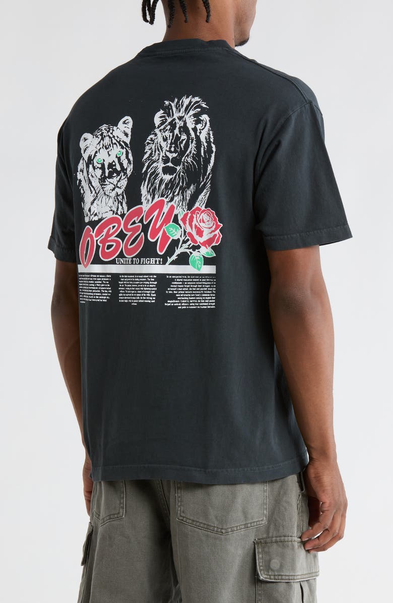 Obey Unite & Fight Graphic T-Shirt, Alternate, color, Pigment True Vintage Black