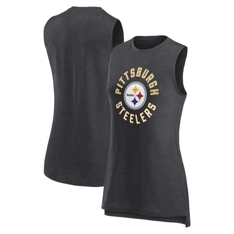 Women's Fanatics Branded  Heather Charcoal Pittsburgh Steelers What Goes Around Tank Top