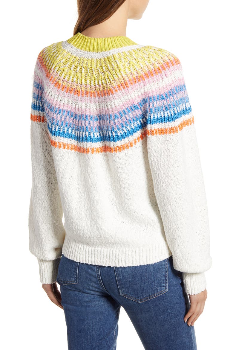 Fuzzy Fair Isle Sweater, Alternate, color, WHISPER WHITE