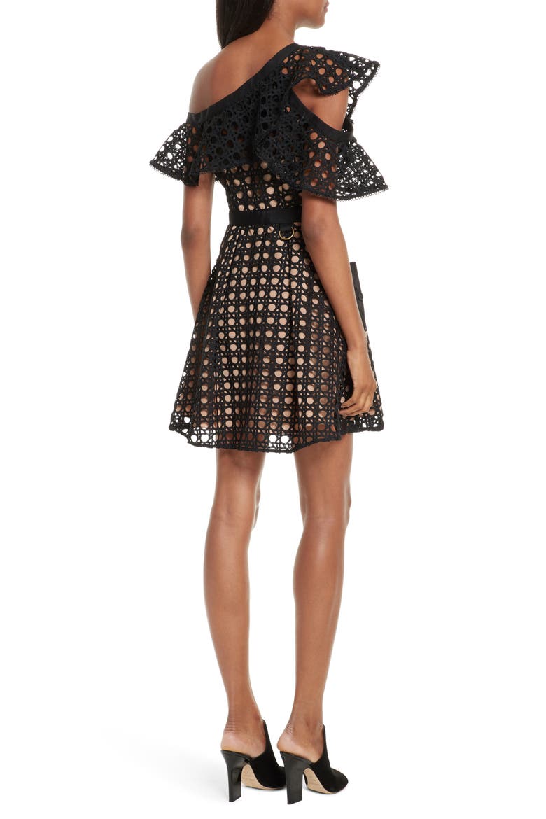 Lace Frill Minidress, Alternate, color, BLACK