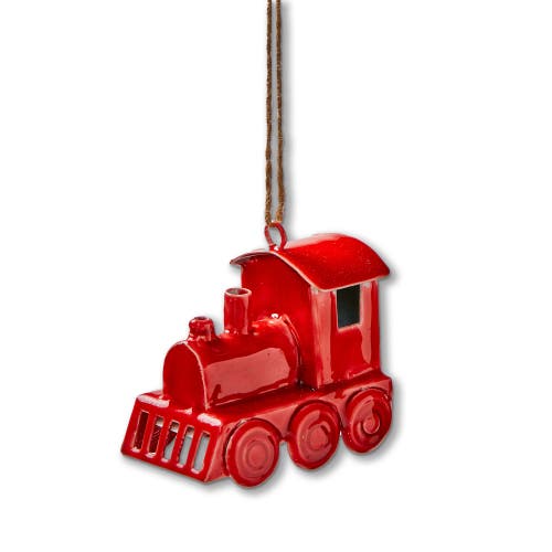 Tag Red Train Enamel Christmas Ornament In Red