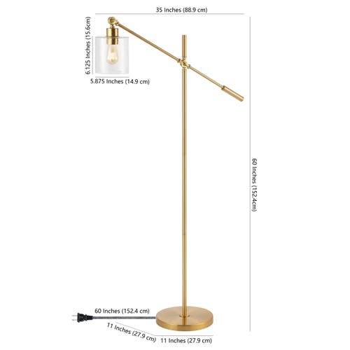 Jonathan Y Designs Kathryn Classic 60 Iron Seeded Glass Adjustable Head Modern Led Floor Lamp In Brass Gold
