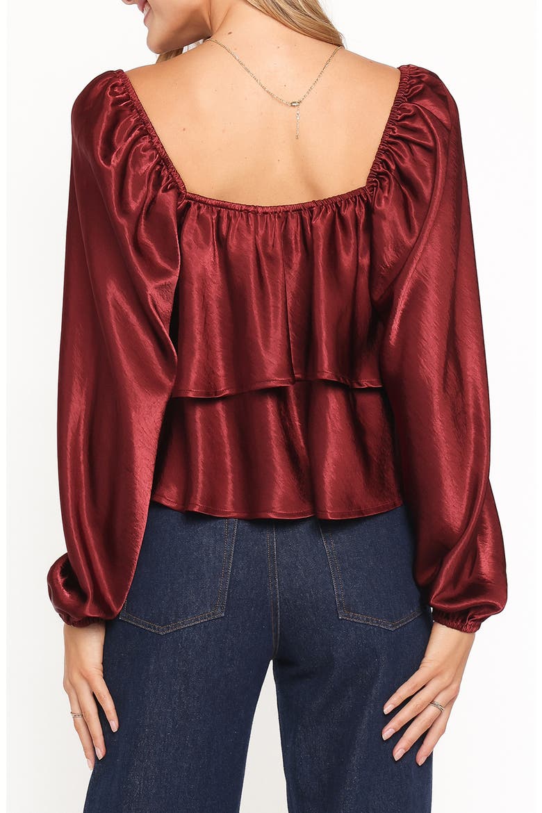 Janina Tiered Satin Top, Alternate, color, WINE