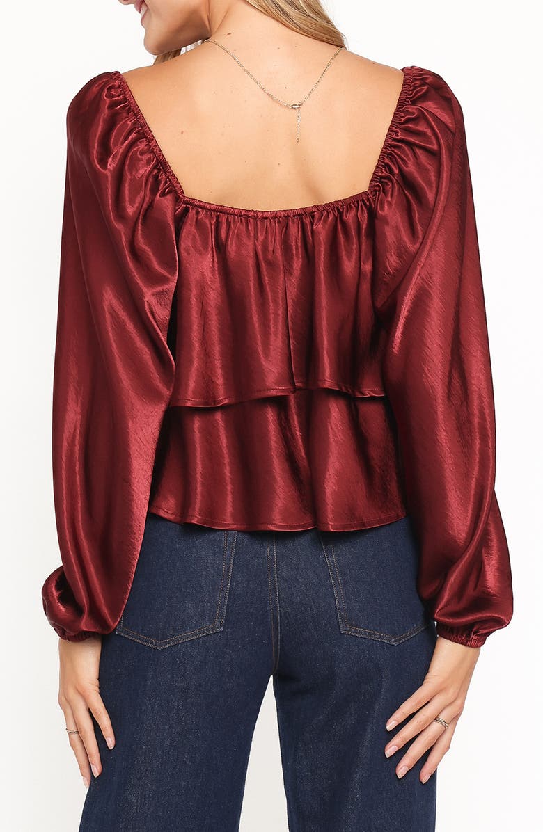 Petal & Pup Janina Tiered Satin Top, Alternate, color, Wine