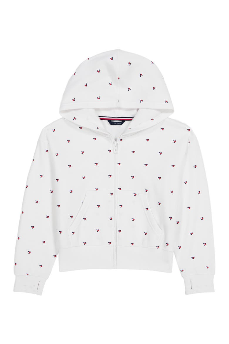 Kids' Heart Flag Full Zip Hoodie, Main, color, WHITE