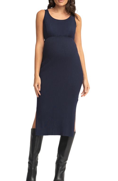 Shop Seraphine Layered Maternity/nursing Dress In Blue