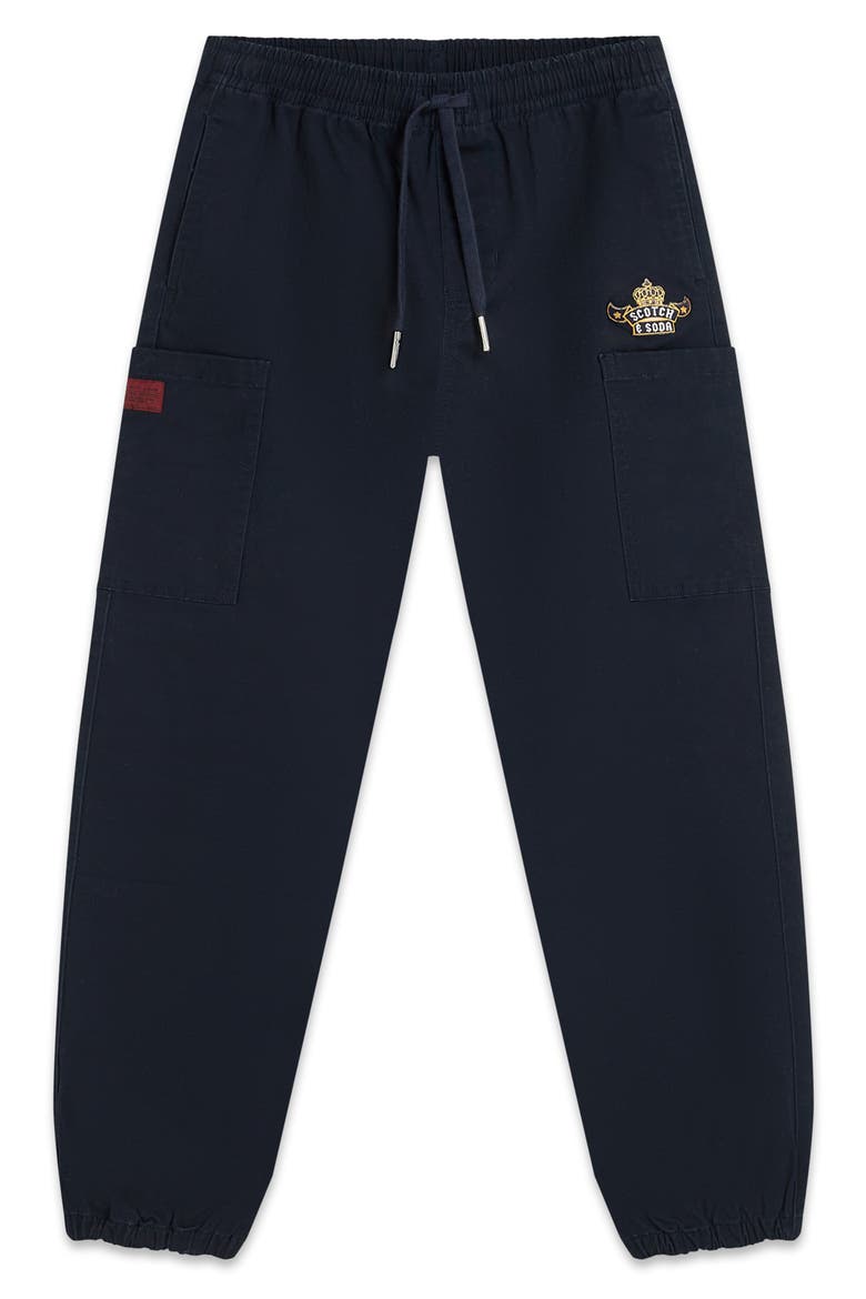 Kids' Cotton Stretch Twill Joggers, Main, color, BLACK/ BLUE