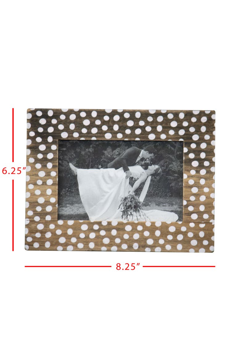 4x6 Bettina White Polka Dot Wood Photo Picture Frame, Alternate, color, Brown