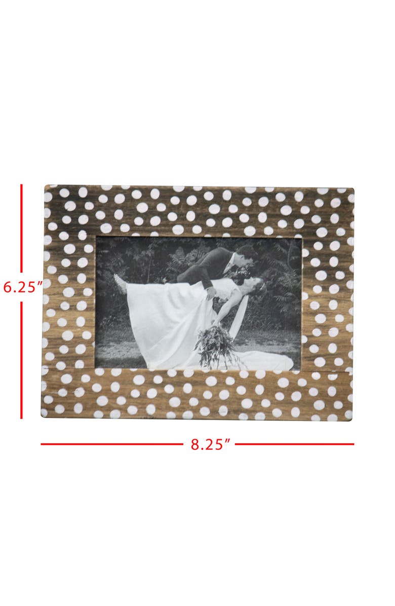 Foreside Home and Garden 4x6 Bettina White Polka Dot Wood Photo Picture Frame, Alternate, color, Brown
