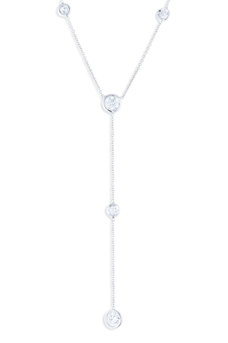 Diamond Station Y-Necklace, Main, color, WHITE GOLD