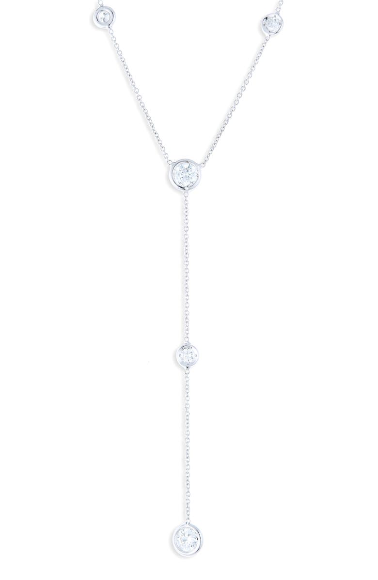 Roberto Coin Diamond Station Y-Necklace, Main, color, White Gold
