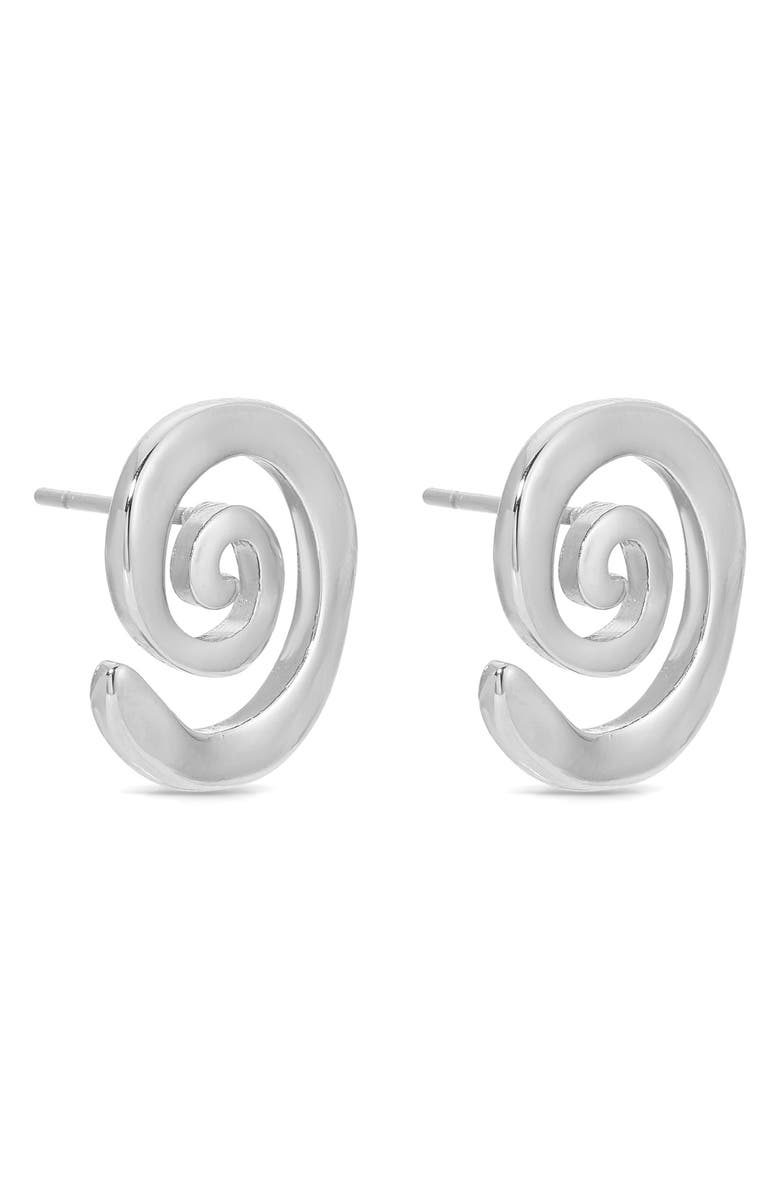 Ettika Aura Swirl Stud Earrings, Alternate, color, Silver