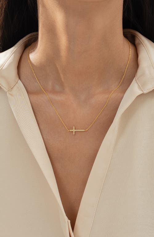 Bearfruit Jewelry Sterling Silver 18k Gold Plated Horizontal Cross Necklace Holiday Gift Idea In Gold