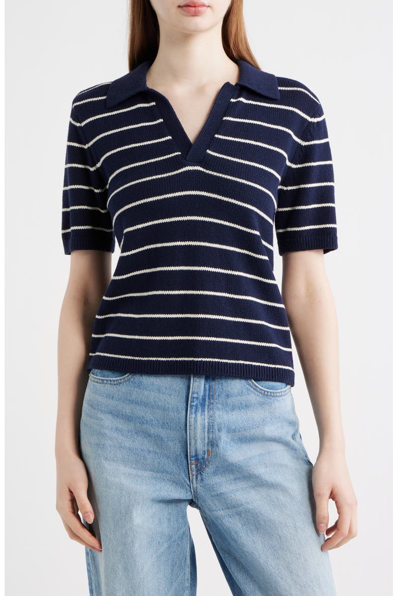 The Stripe Polo Top, Main, color, NAVY MULTI