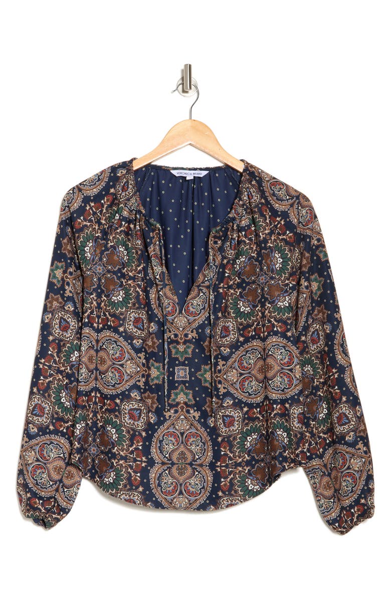 Veronica Beard Solay Top, Alternate, color, Navy Multi