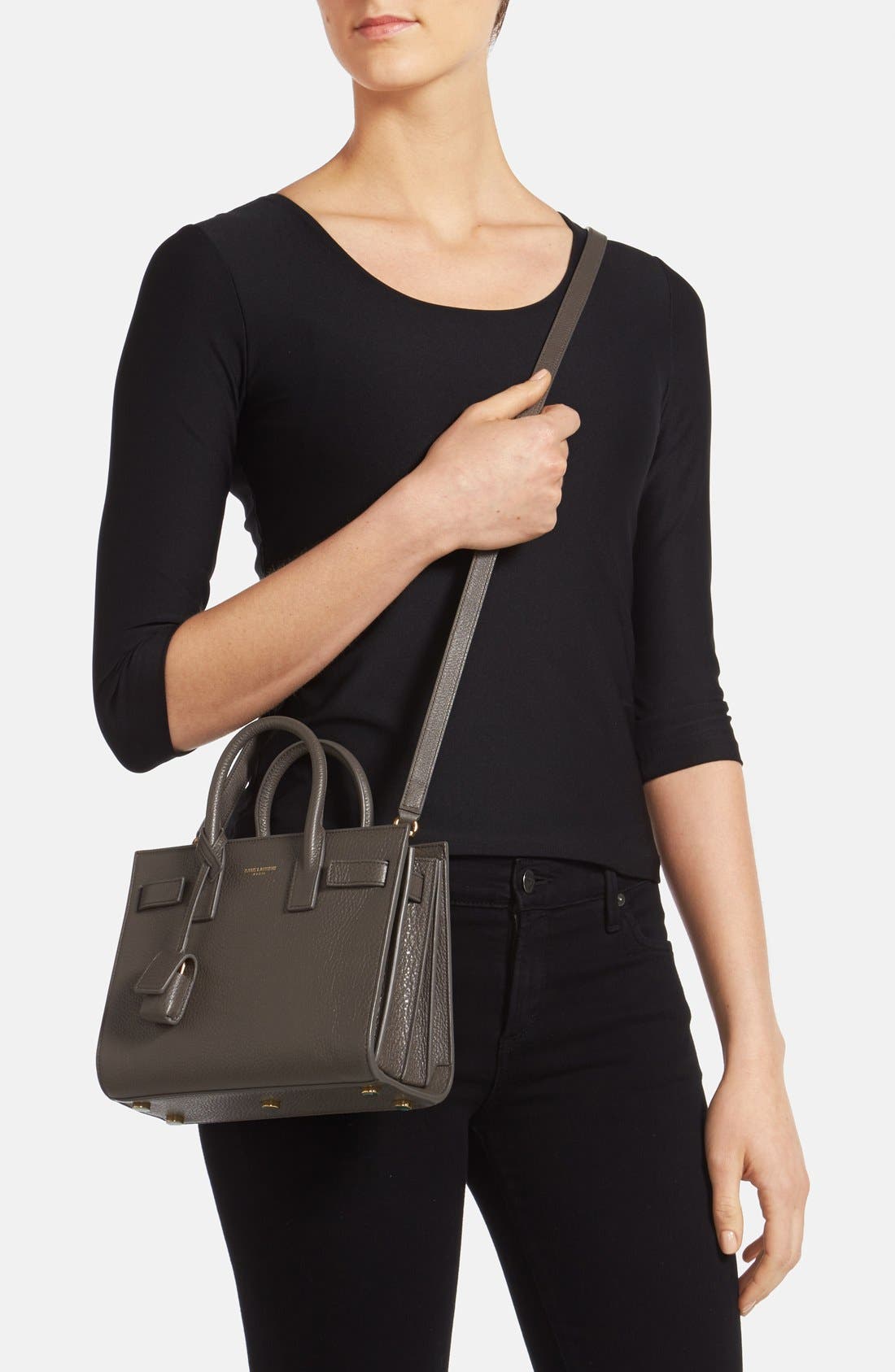 'Baby Sac de Jour' Grained Leather Tote, Alternate, color, EARTH