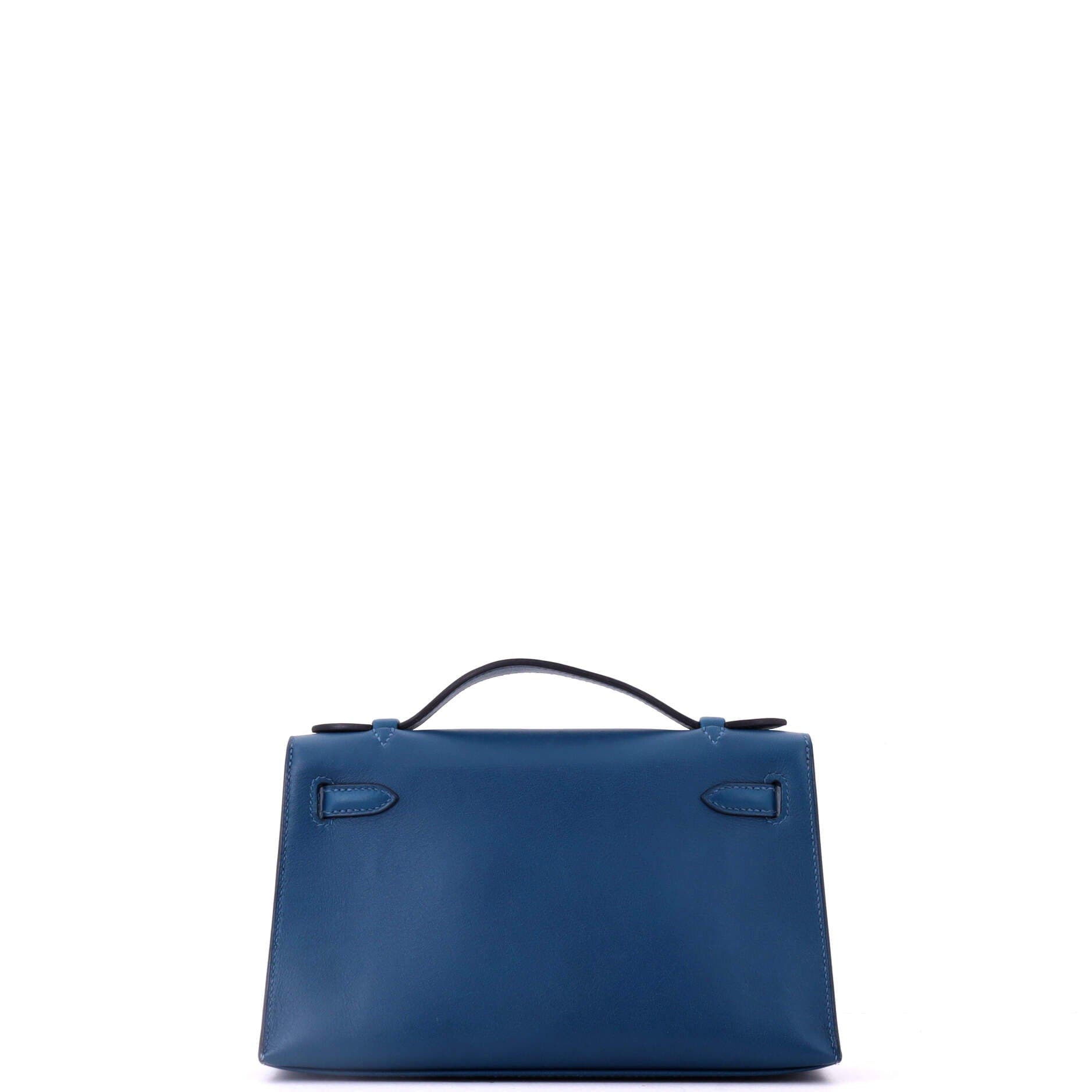 Pre-Owned Hermes Kelly Pochette Swift, Alternate, color, Deep Blue