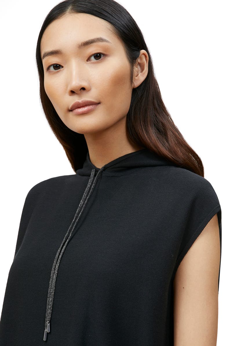 Lafayette 148 New York Metallic Trim Matte Crepe Sweater Hoodie, Alternate, color, 