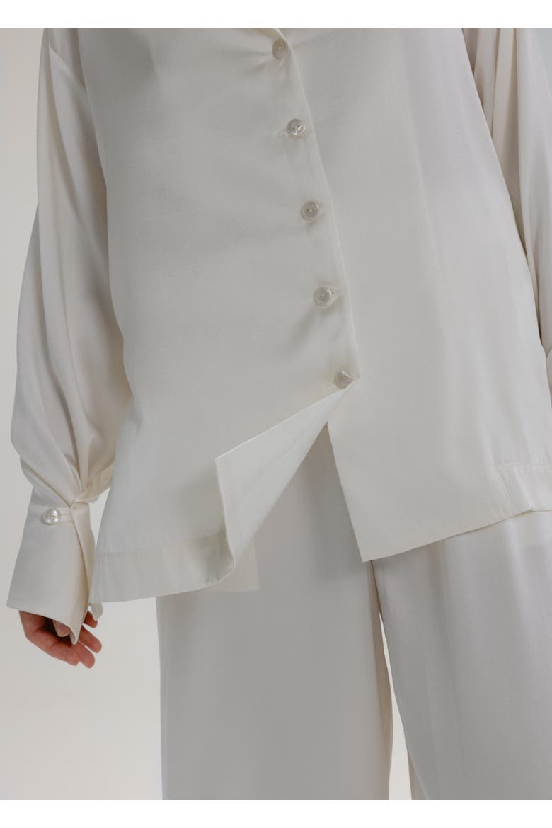 Silk Button Up Shirt, Alternate, color, Milk White