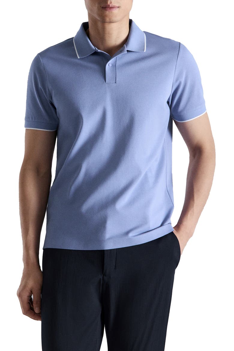 Comfort Stretch Tipped Piqué Polo, Main, color, CHINA BLUE