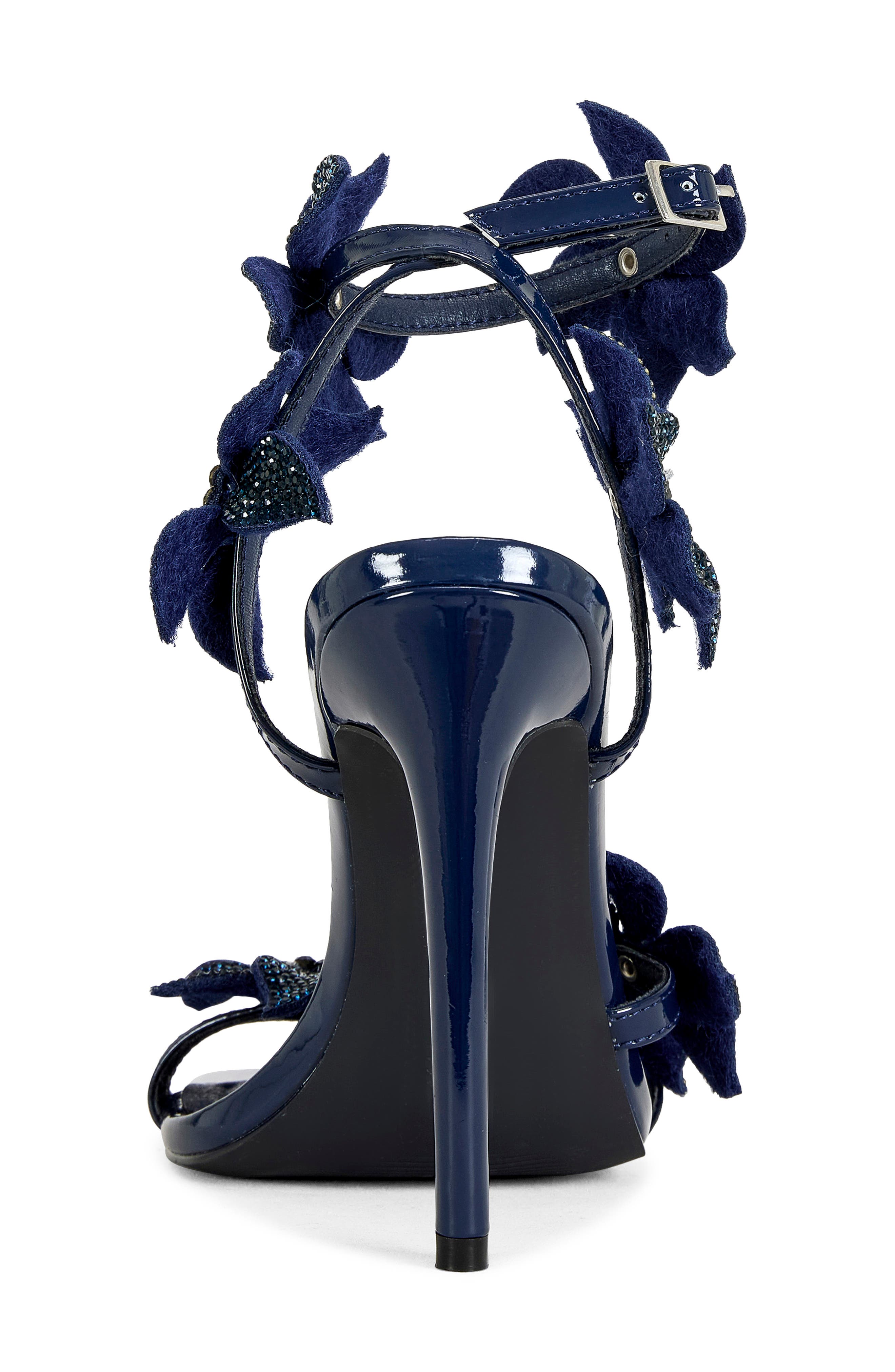 AZALEA WANG Romi Floral Ankle Strap Sandal, Alternate, color, Navy