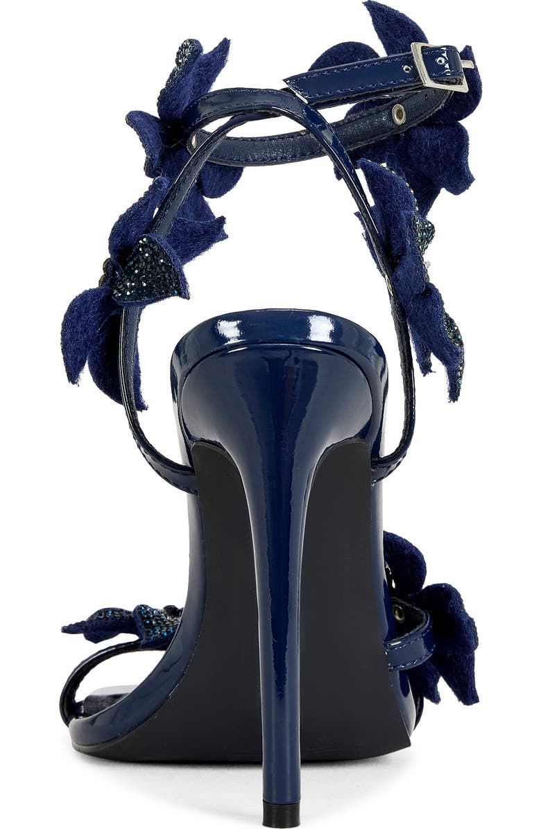 AZALEA WANG Romi Floral Ankle Strap Sandal, Alternate, color, Navy