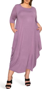 L I V D Evelyn Bubble Hem Jersey Midi Dress