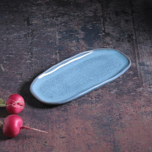 Porto Brasil Shallow Organic Oval Platter Small Set Of 4 In Blue
