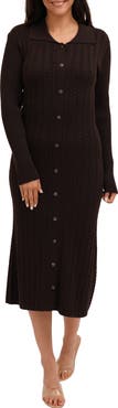 CYRUS Long Sleeve Midi Sweater Dress