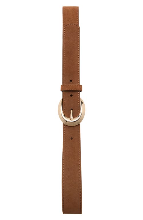 Mango Oval Buckle Suede Belt In Brown