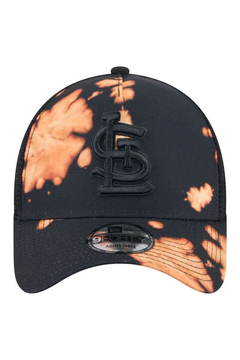 Men's New Era  Black St. Louis Cardinals Bleached A-Frame 9FORTY Adjustable Hat, Alternate, color, Black
