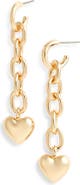 Open Edit Puffy Heart Chain Drop Earrings