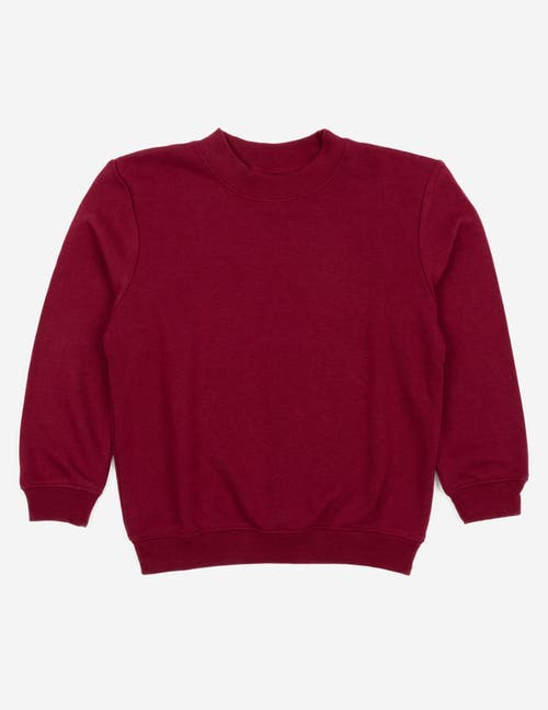 Leveret Kids Pullover Sweatshirt, Long Sleeve, Solid Colors In Burgundy