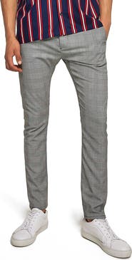 Topman Check Stretch Skinny Fit Trousers