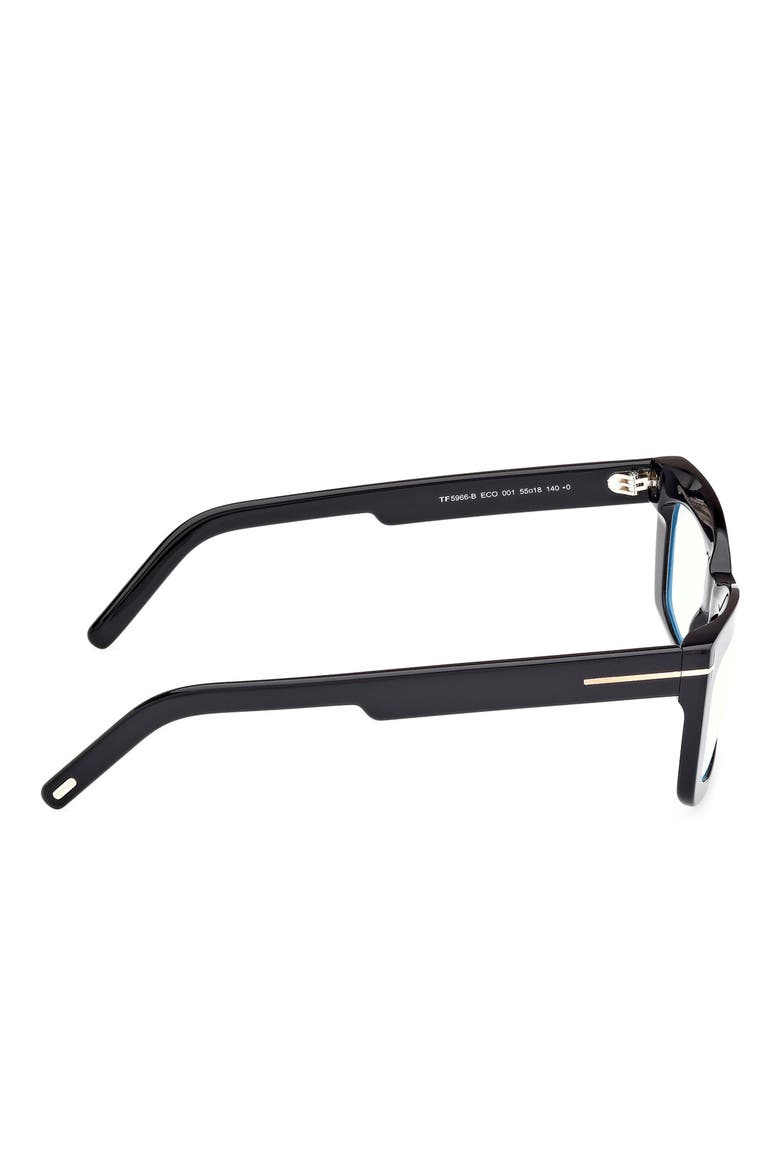 55mm Rectangular Blue Light Blocking Glasses, Alternate, color, BLACK ECO / T LOGO