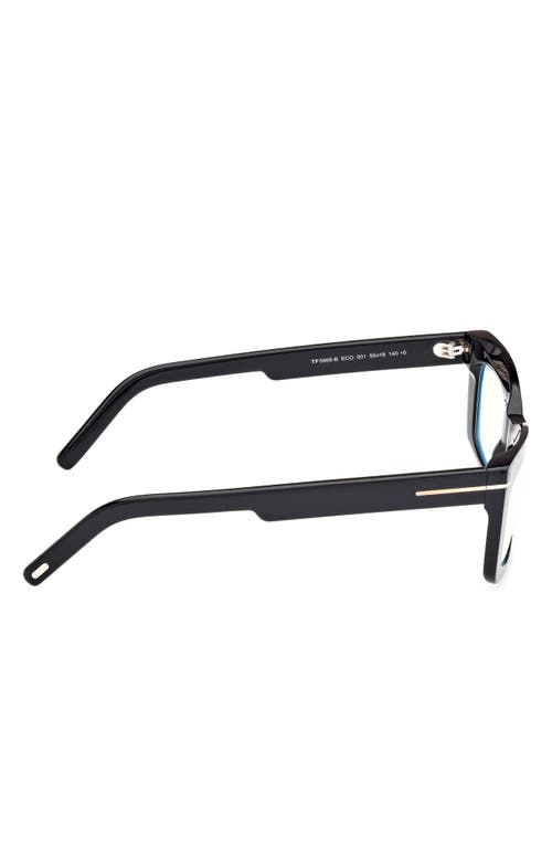 Tom Ford 55mm Rectangular Blue Light Blocking Glasses In Black