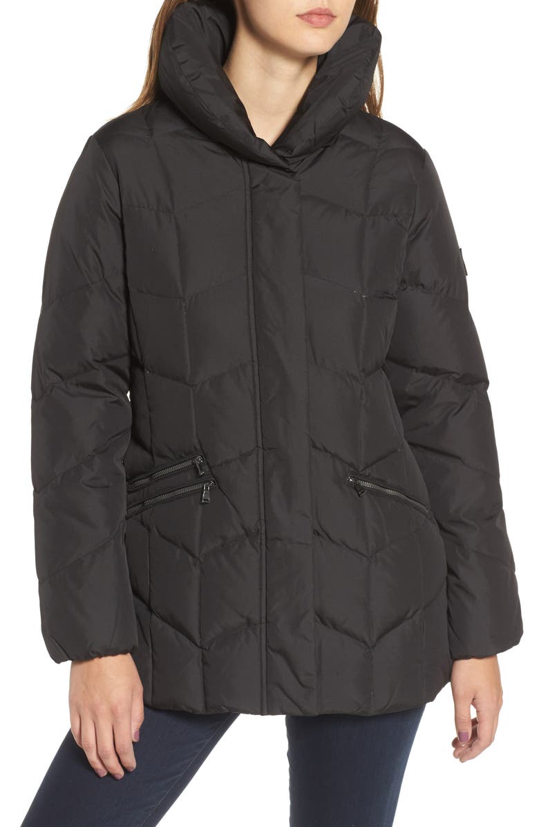 Larry Levine Quilted Coat with Faux Fur Trim, Alternate, color, 
