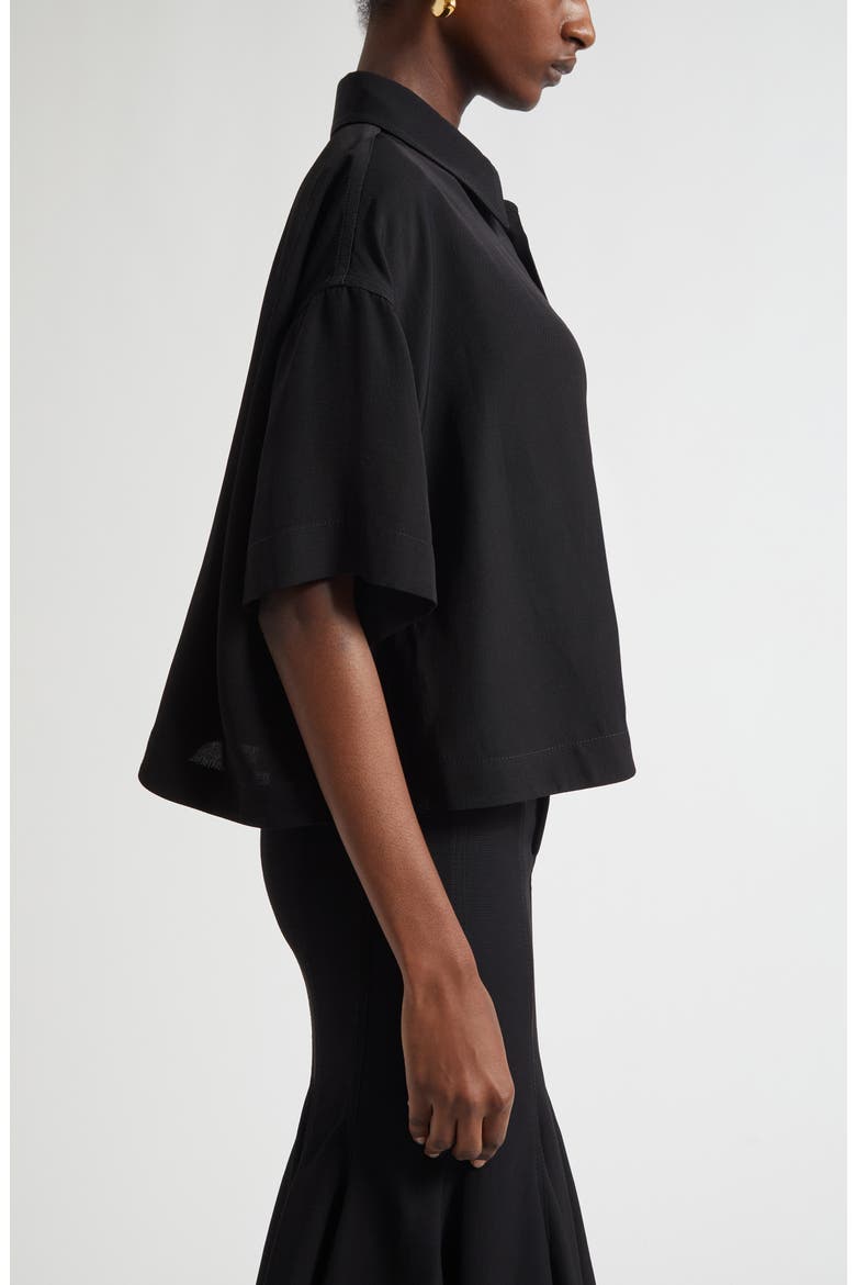 Boxy Crop Button-Up Shirt, Alternate, color, BLACK