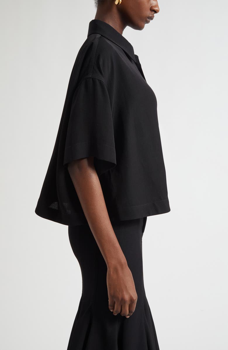 Bottega Veneta Boxy Crop Button-Up Shirt, Alternate, color, Black