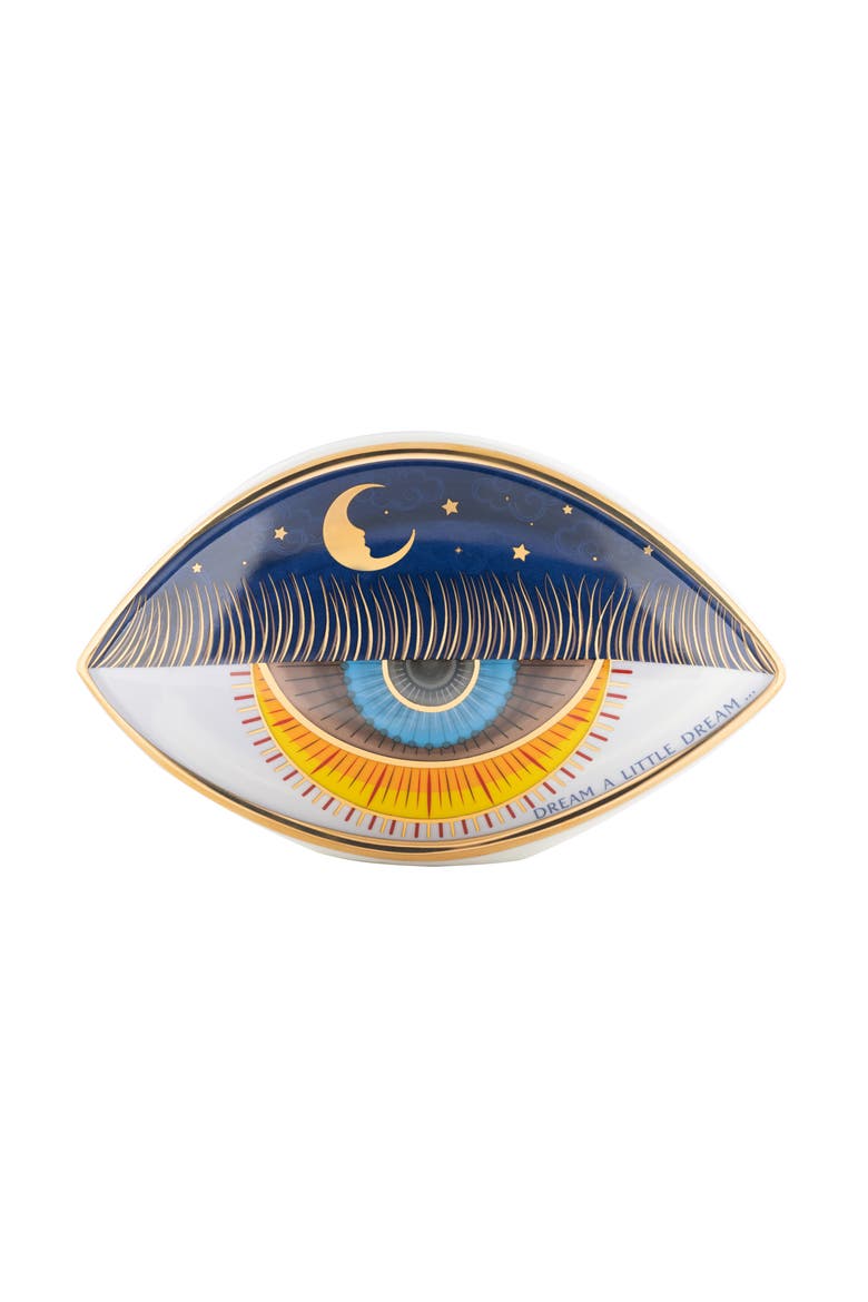 Nocturnal Peace - Evil Eye Ceramic Statue, Main, color, White/Blue