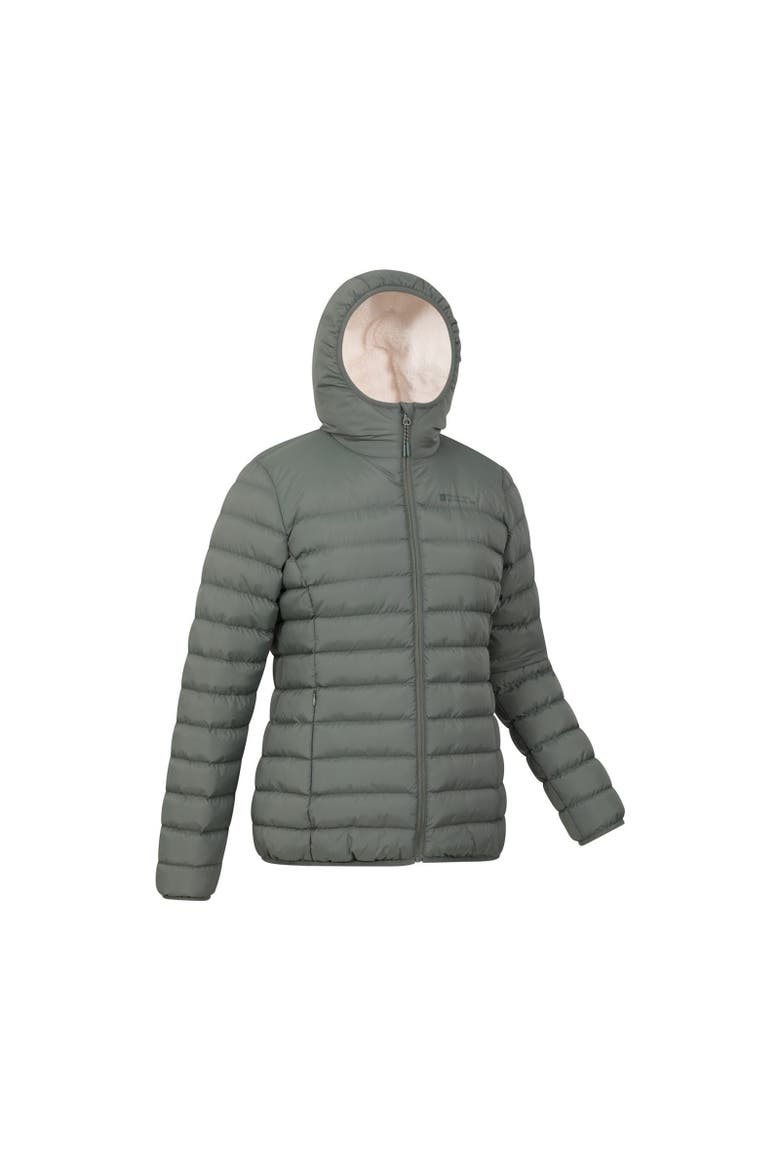Faux Fur Lined Padded Jacket, Alternate, color, Khaki Green
