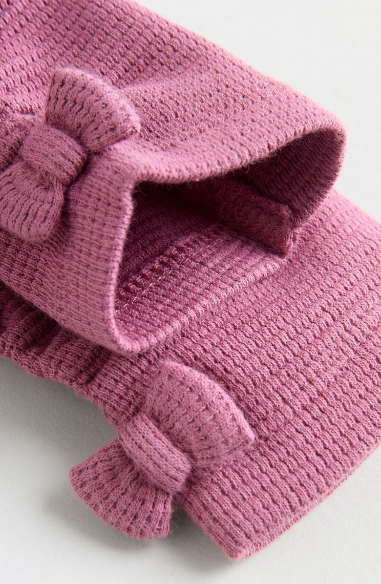 NEXT Bow Print Fleece Vest, Waffle Knit Top and Waffle Knit Leggings Set, Alternate, color, Purple Multi