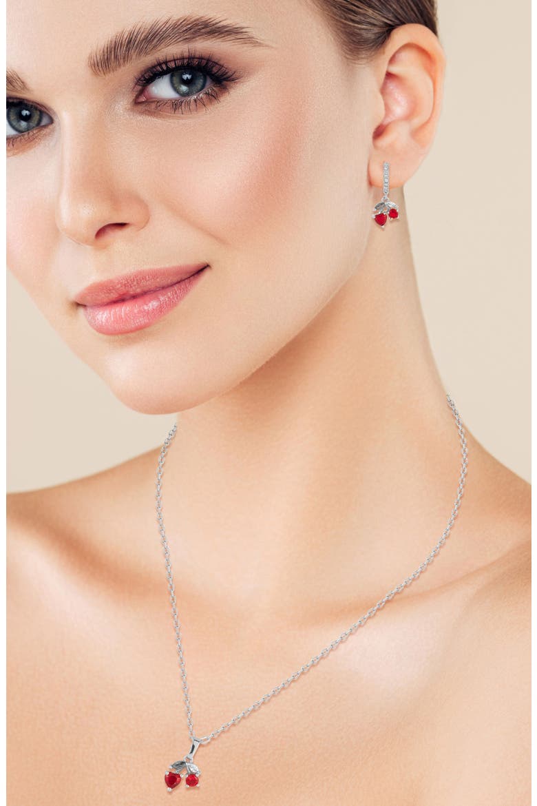 Gold-Plated Cherry Jewelry Set, Alternate, color, SILVER