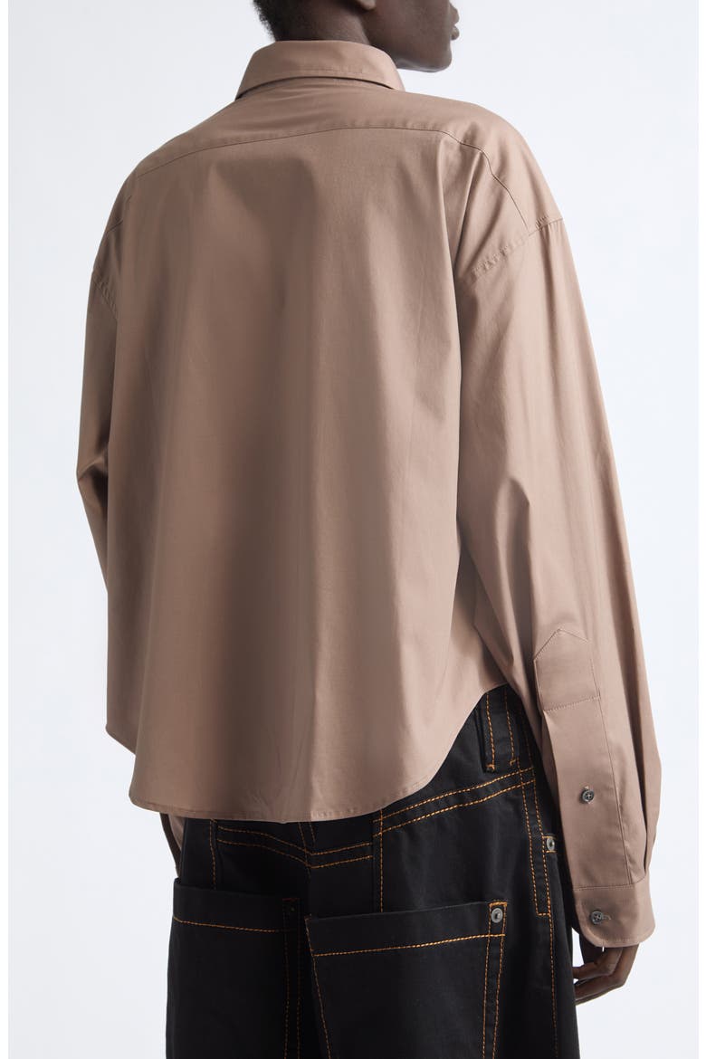 Belted Cotton Button-Down Shirt, Alternate, color, TAUPE