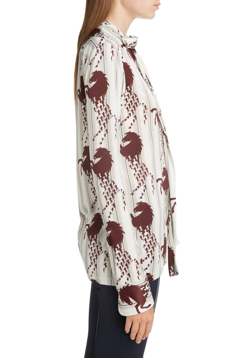 Chloé Horse Print Tie Neck Blouse, Alternate, color,
