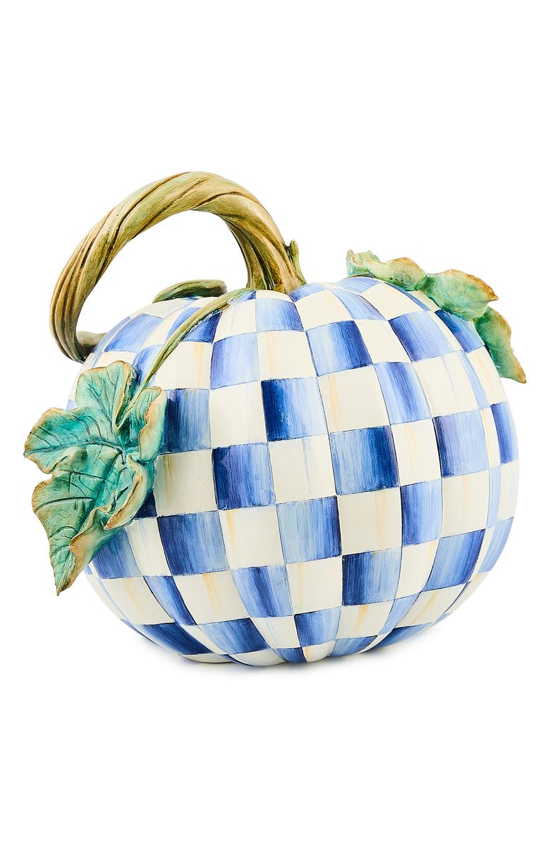 MACKENZIE CHILDS Royal Check Twisted Stem Pumpkin, Alternate, color, Royal