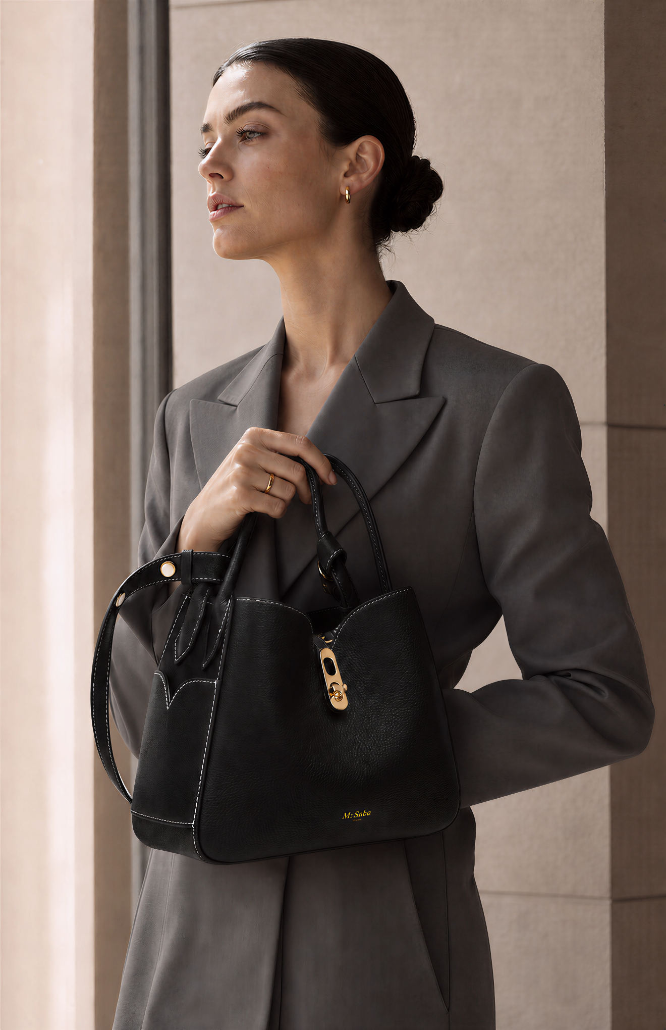 Cotswolds Genuine Pebble Leather Shoulder Bag, Alternate, color, Black