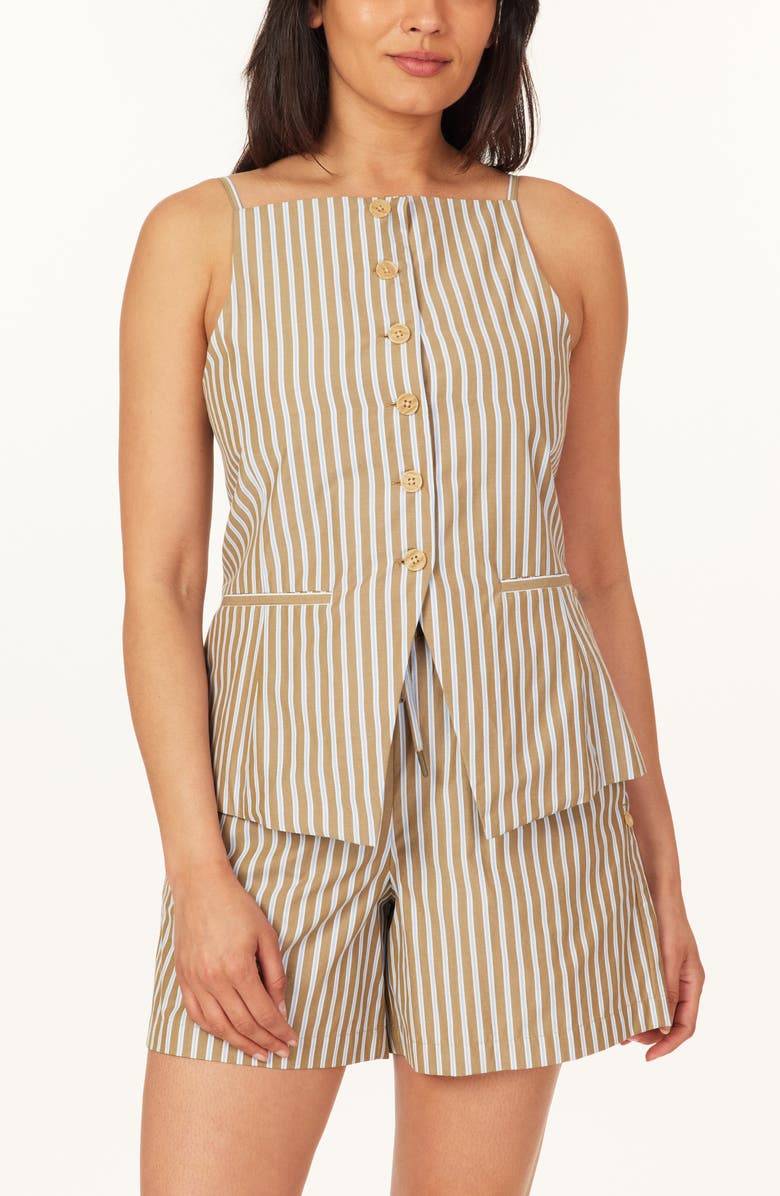 Scotch & Soda Stripe Spaghetti Strap Vest, Alternate, color, Martini Olive