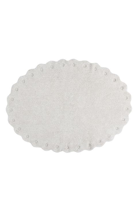 Polka Dot Washable Cotton Blend Round Rug