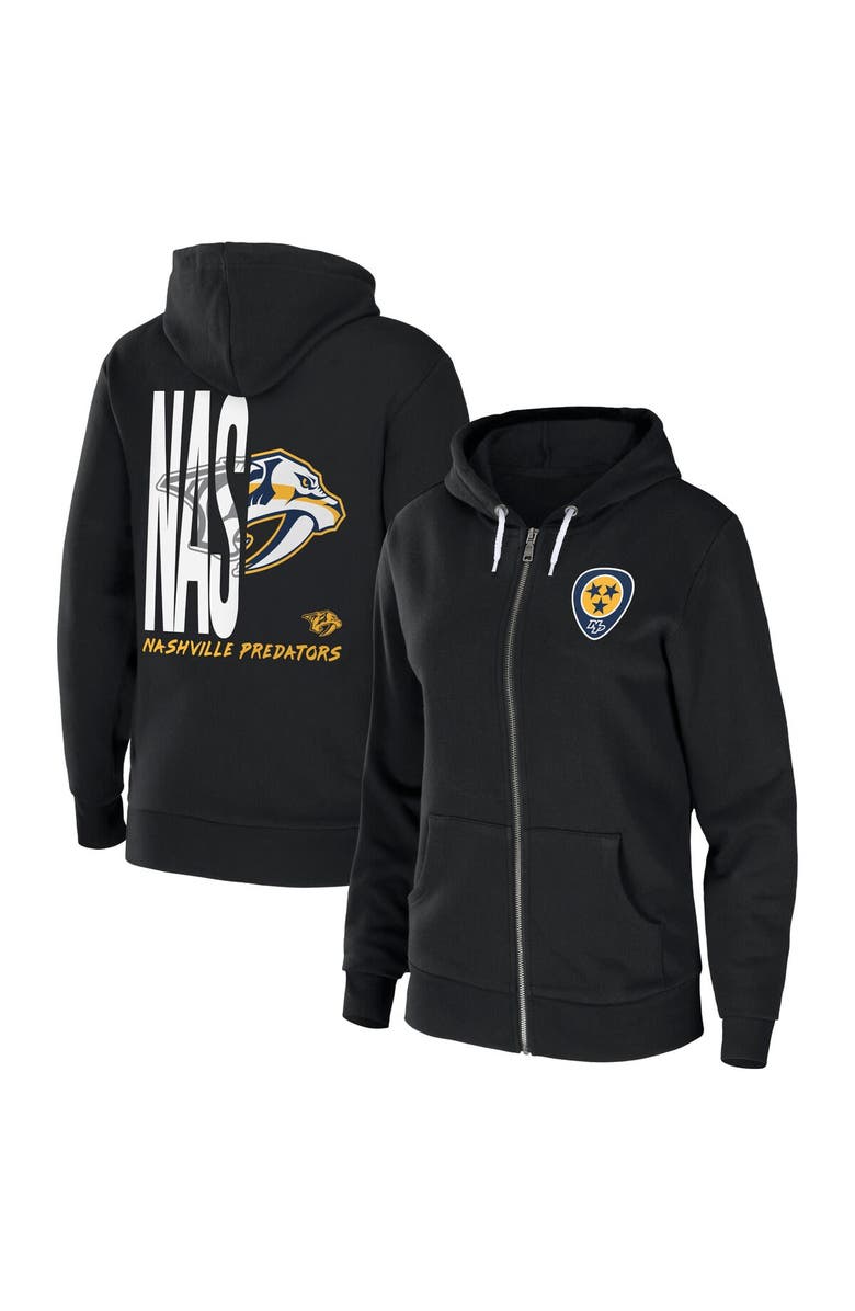 WEAR by Erin Andrews Women's WEAR by Erin Andrews Black Nashville Predators Sponge Fleece Full-Zip Hoodie, Main, color, Black